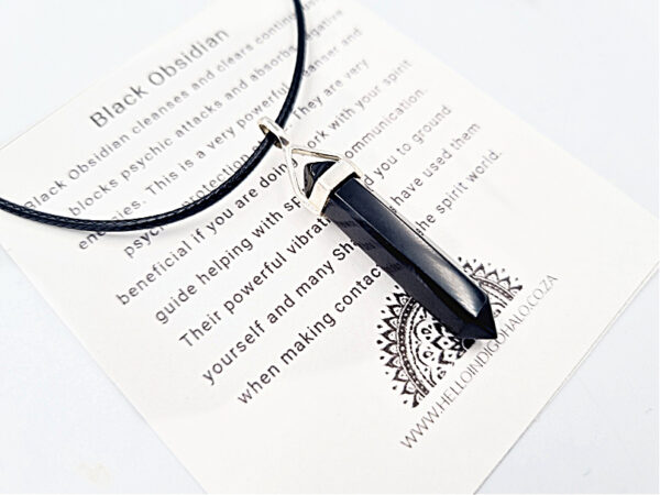 Black Obsidian Crystal Necklace (925 Silver)