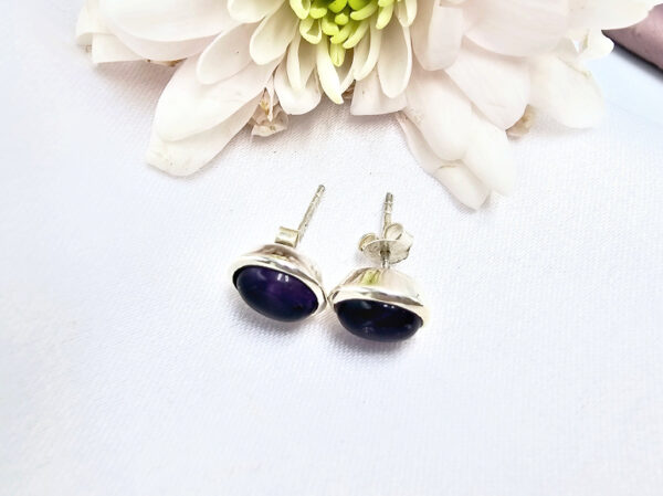 Oval Earrings Amethyst (925 Silver) - Image 2