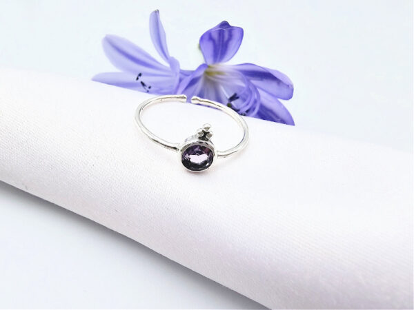 Amethyst Ring Round & Circles (925 Silver) - Image 2