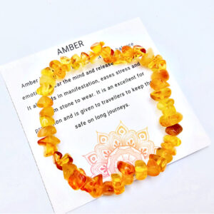 Amber Gem Chips Bangle, yellow crystal bracelet, amber