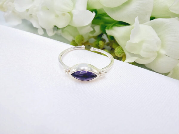 Amethyst Diamond Shape & Dbl Circles (925 Silver)