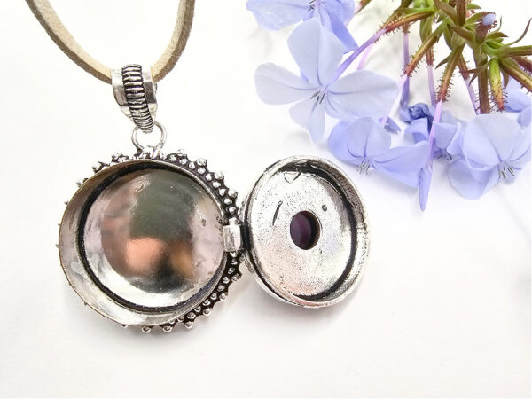 Amethyst Round Locket Necklace (Opens) - Image 2