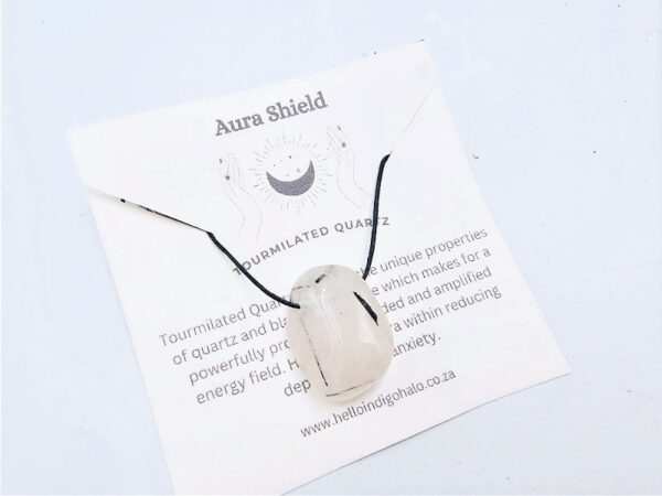 Tourmilated Quartz Tumbled Necklace (Aura Shield)