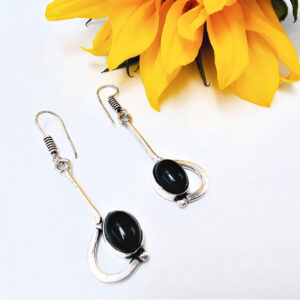 black onyx earrings free spirit, brass silver, earrings, black onyx