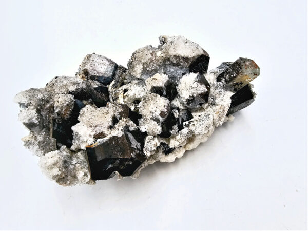 Black Tourmaline & Hyalite F (326g) Aquamarine Point