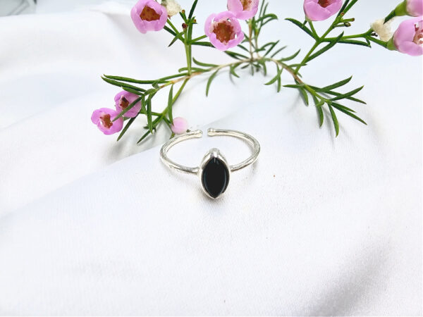 Black Onyx Diamond Ring (925 Silver)