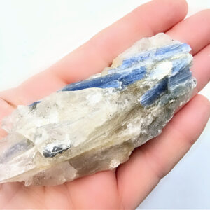 blue kyanite cluster with quartz, cluster, rough, blue and white, gemstone, crystal