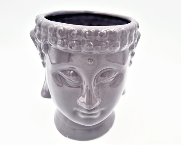 Buddha Pot Plant Holder Grey Ceramic (16cm)