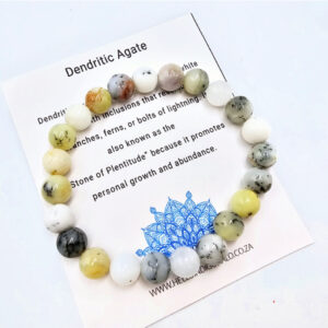 Dendritic Opal Round Beaded Bangle, bohemian jewellery, gemstone bracelet