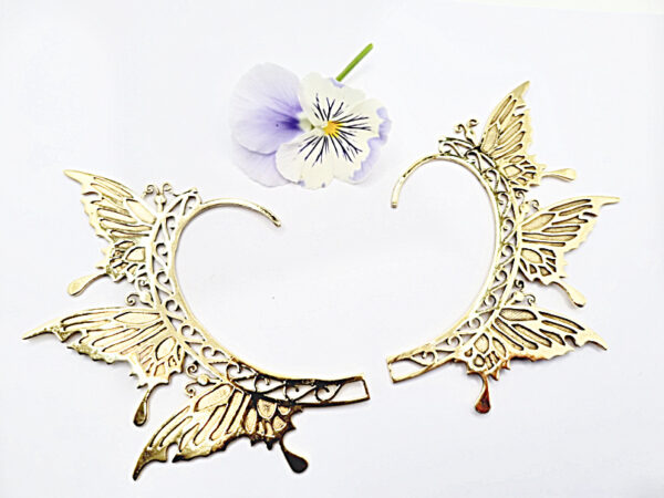 Butterfly Wings Cuff Earrings (Brass)