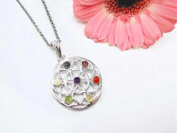 Flower of Life Chakra Gemstone Necklace