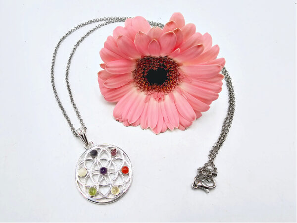 Flower of Life Chakra Gemstone Necklace - Image 2