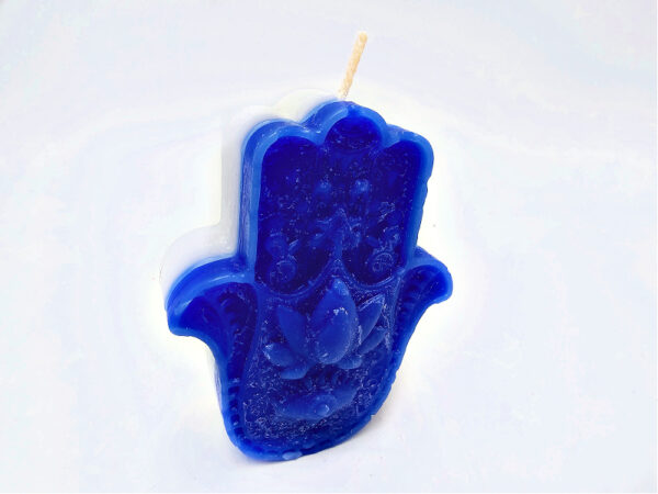 Hamsa Hand Candle Dark Blue & White (8cm)