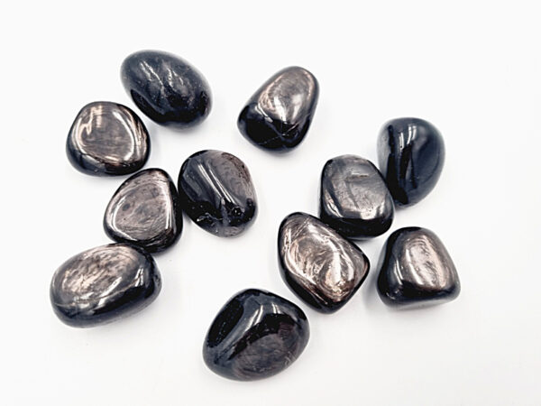 Hypersthene Tumble Stones, crystal, hypersthene, tumbled stone, polished, black gemstone, velvet