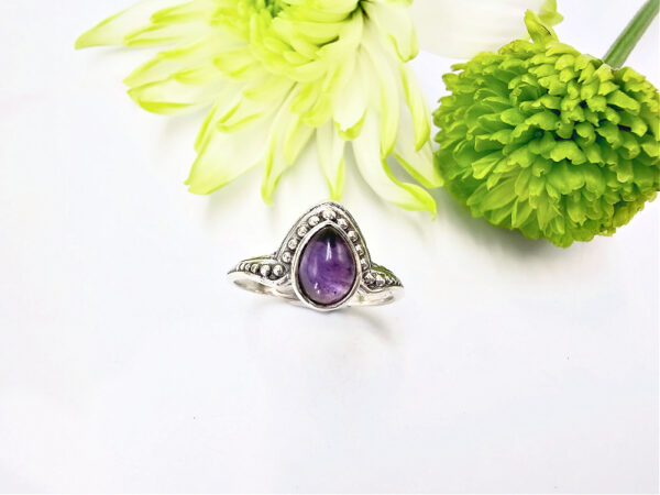 Indian Lattice Amethyst Ring (925 Silver)