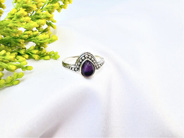 Indian Lattice Amethyst Ring (925 Silver) - Image 2