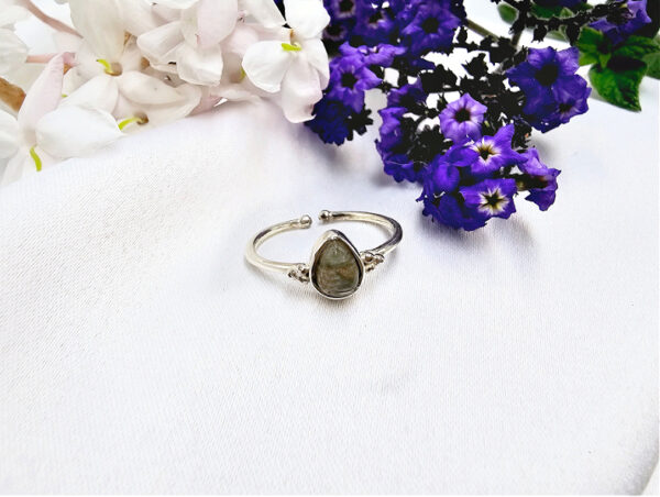 Labradorite Drop Ring With Circles (925 Silver) - Image 2