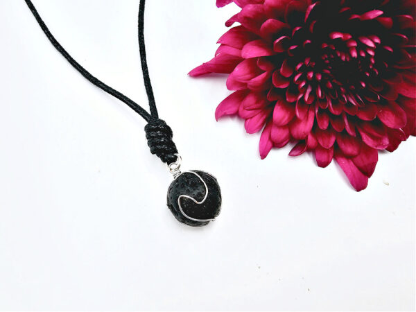 Lava Stone Necklace Wire Wrapped