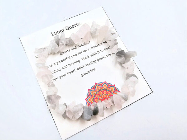 Lunar Quartz Gem Chips Bangle, natural gemstone bracelet, jewellery