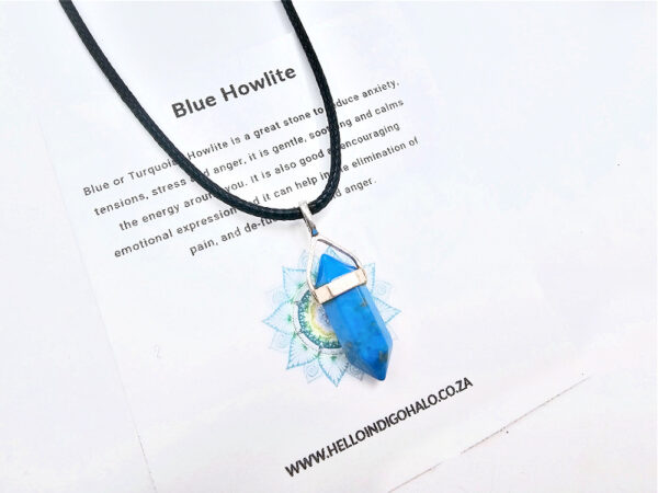 Mini Blue Howlite Crystal Necklace (925 Silver)