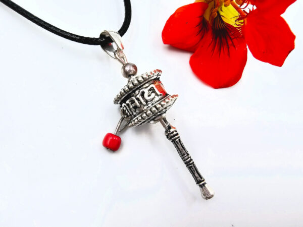 Tibetan prayer wheel necklace