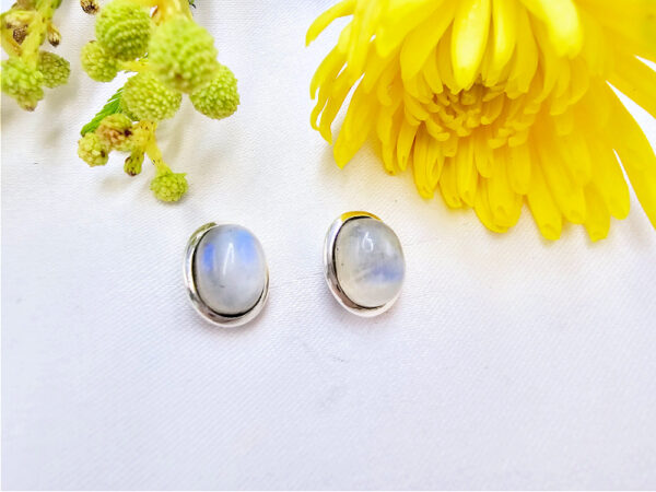 Oval Earrings Moonstone (925 Silver)