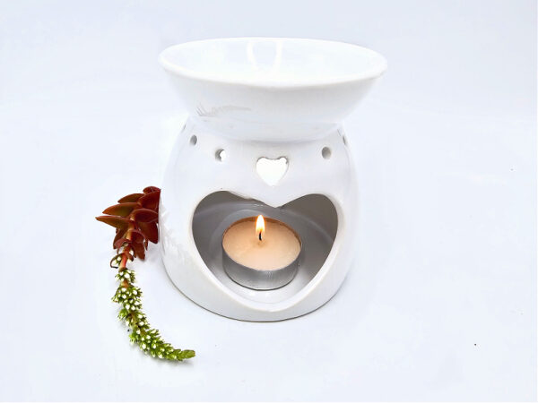 Oil Burner Ceramic Heart White (10cm)