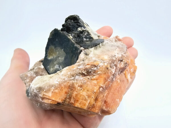 Orange Calcite & Hexagonal Biotite Mica C (596g) - Image 2