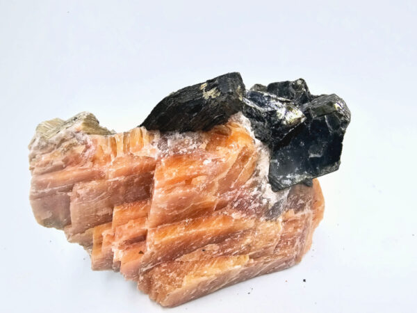 Orange Calcite & Hexagonal Biotite Mica D (390g)