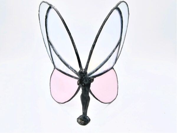 Pink & White Butterfly Stained Glass Fairy