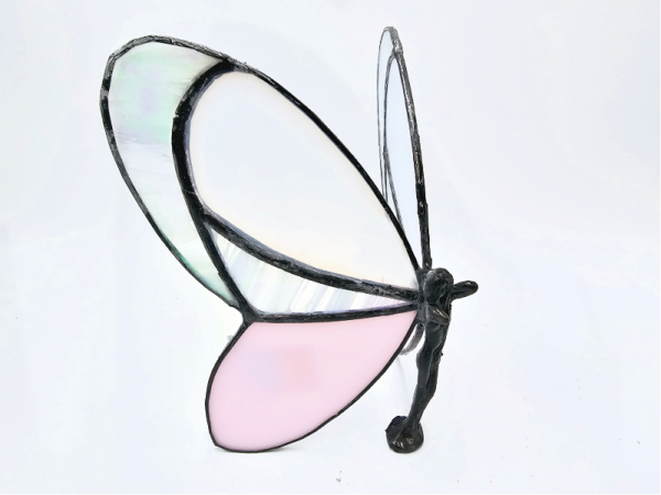 Pink & White Butterfly Stained Glass Fairy - Image 2