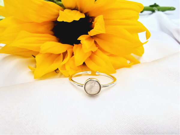 Rainbow Moonstone Ring Round (925 Silver)