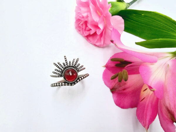 Red Garnet Crown Ring