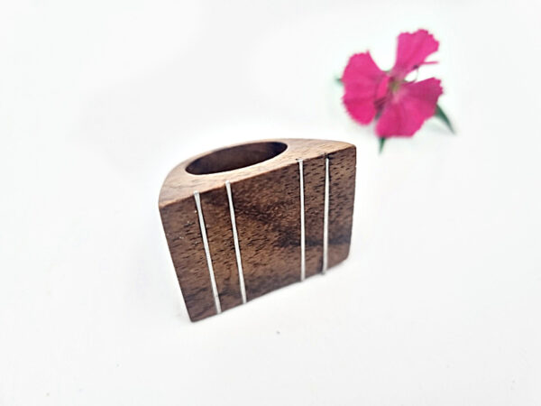 Wooden Rings With Silver Linings