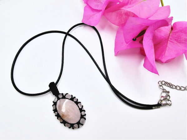 Rose Quartz Braided Necklace - Image 2