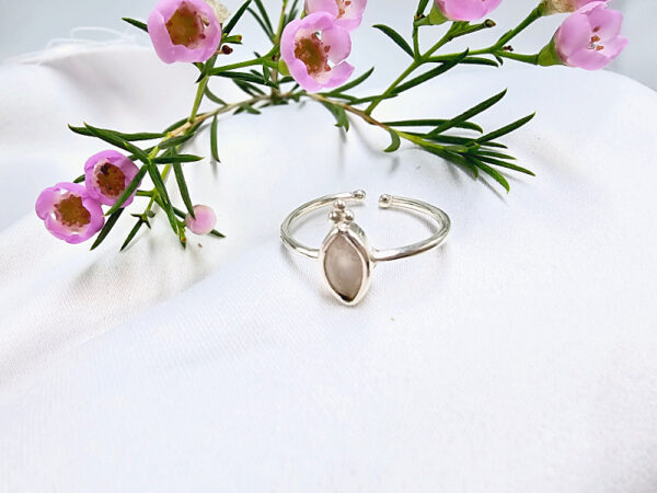 Rose Quartz Diamond With Circles Ring (925 Silver)