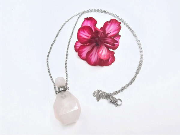 Rose Quartz Perfume Bottle Necklace - Image 2