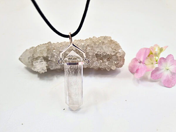 Clear Quartz Point Necklace Swivel