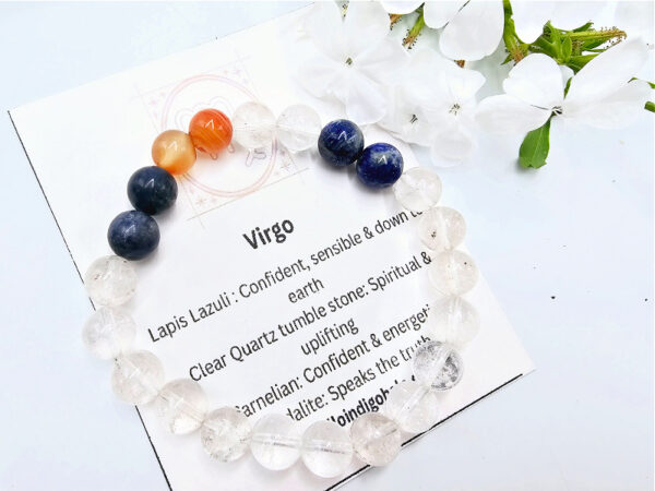 Virgo Zodiac Gem Bracelet, round beaded bangle, spiritual bangle