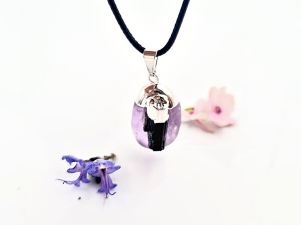 Amethyst Tumble & Black Tourmaline Necklace