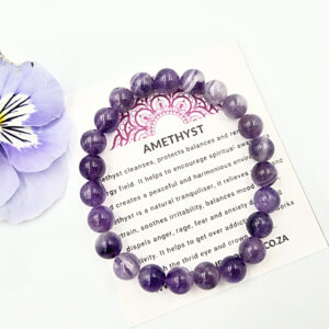 Amethyst Round Beaded Bangle, purple crystal bangle, amethyst jewellery