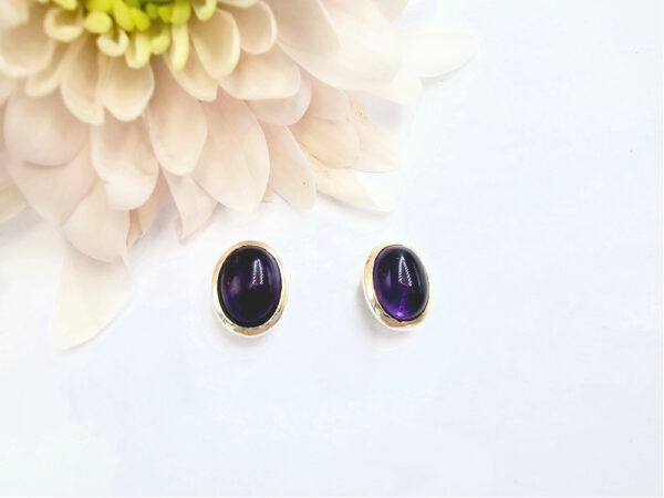 Oval Earrings Amethyst (925 Silver)