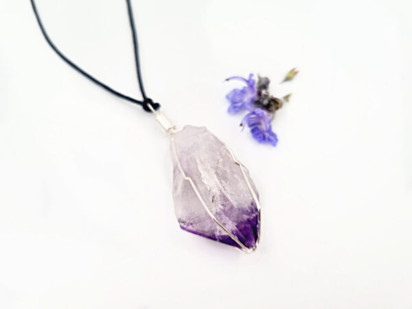 Rough Amethyst Crystal Wire Point Necklace