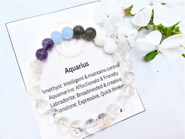 Aquarius Zodiac Gem Bracelet, zodiac jewellery, spiritual bangle