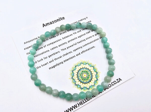 Amazonite Round Beaded Bangle, bracelet, polished beads crystal bracelet