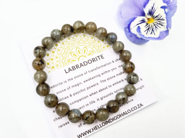 Labradorite Round Beaded Bangle, polished gem bracelet, labradorite bangle