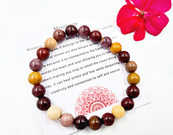 Mookaite Round Beaded Bangle, polished beads crystal bracelet, bohemian jewellery