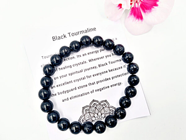 Black Tourmaline Round Beaded Bangle, black tourmaline, bangle