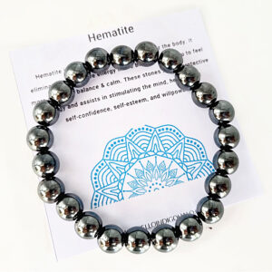 Hematite Round Beaded Bangle, South African Jewellery, polished gem bracelet