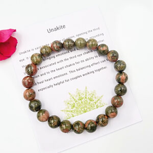 Unakite Round Beaded Bangle, unakite jewellery, bangle